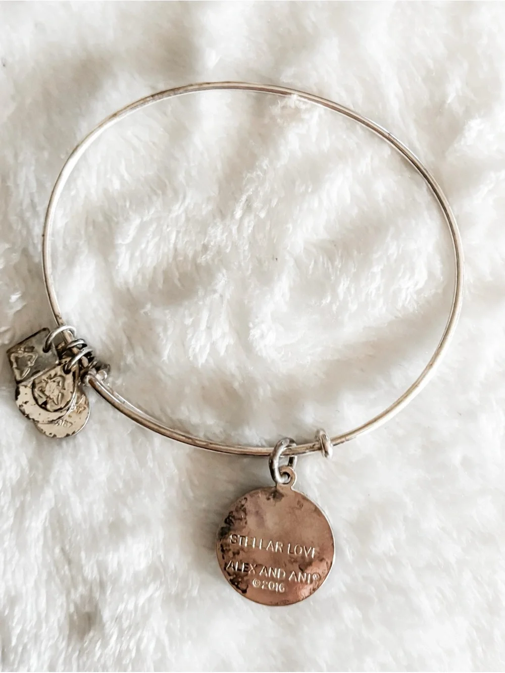 Alex and Ani 'To the Moon and Back' Charm Bangle Bracelet - Silver & Blue